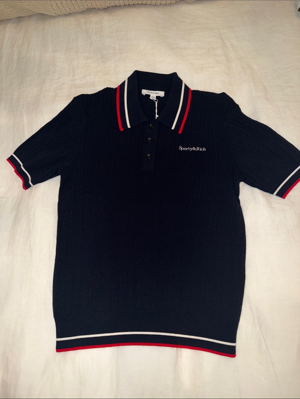 Sporty & Rich Women’s Navy Polo Knit Sweater: NWT